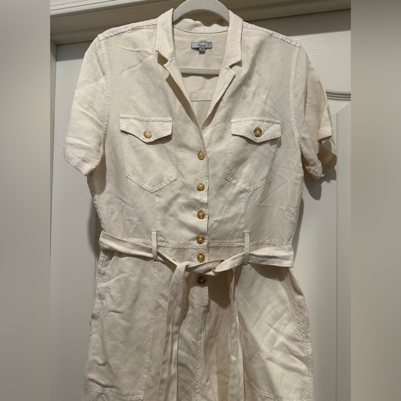 Rails Georgie Tie Waist Linen Romper in Stone - Picture 10 of 13